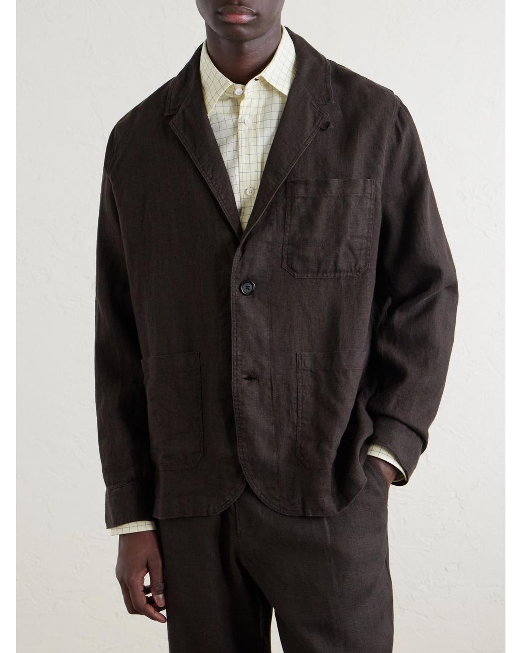 Oliver Spencer Black Camberwell Linen Suit Jacket for men