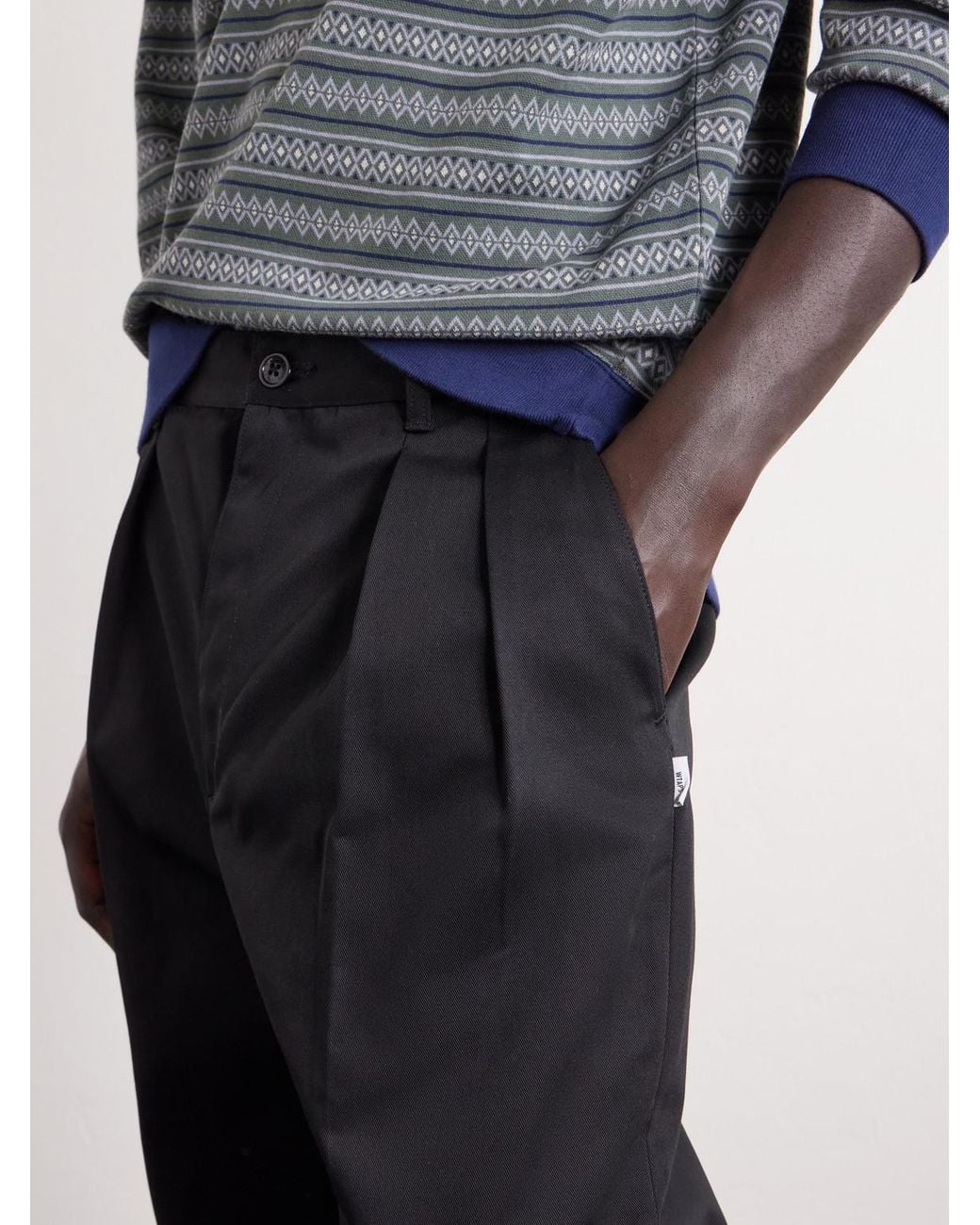 (w)taps Blue Straight-Leg Pleated Twill Trousers for men