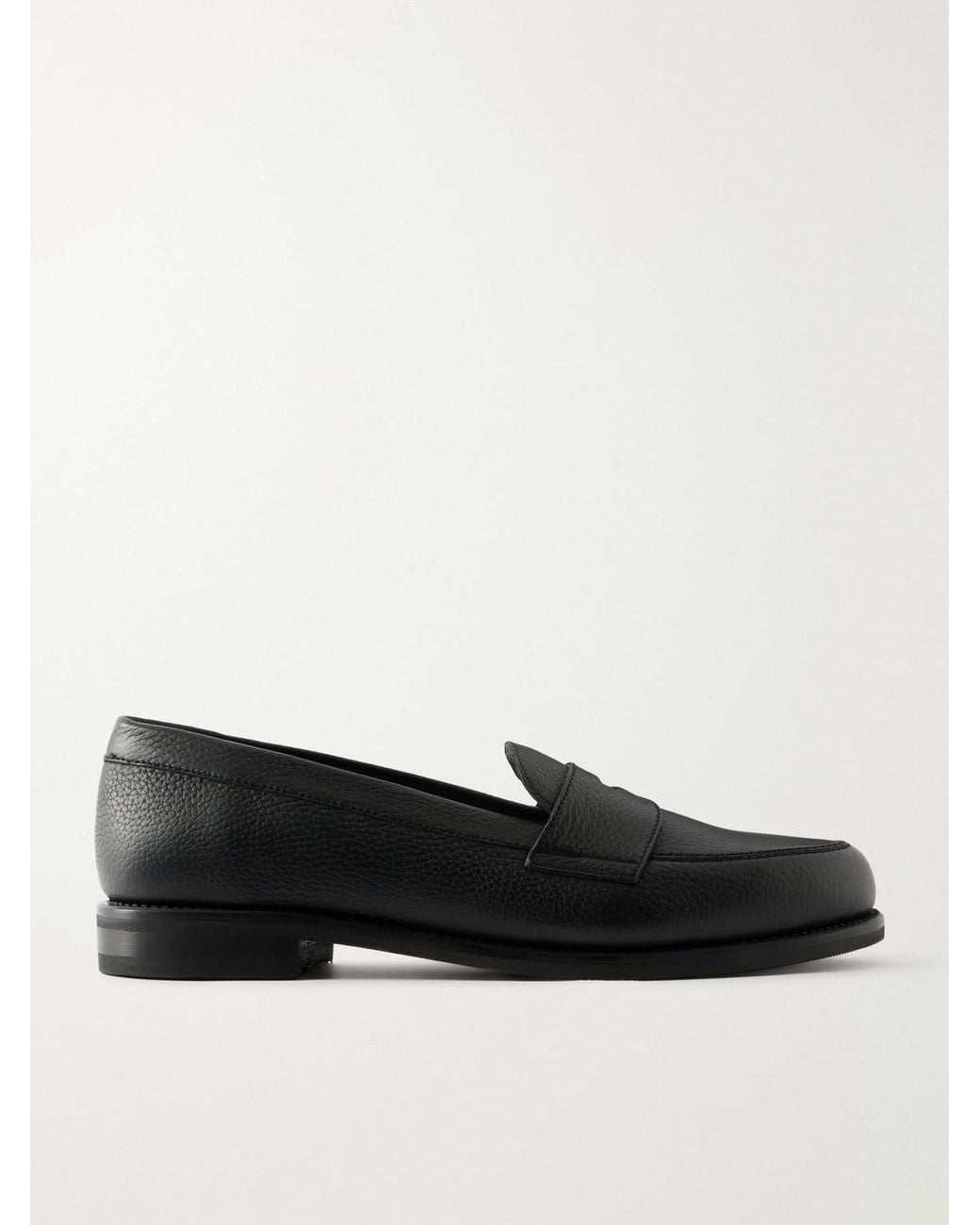 Morjas Black The Ivy Grained Leather Penny Loafers for men