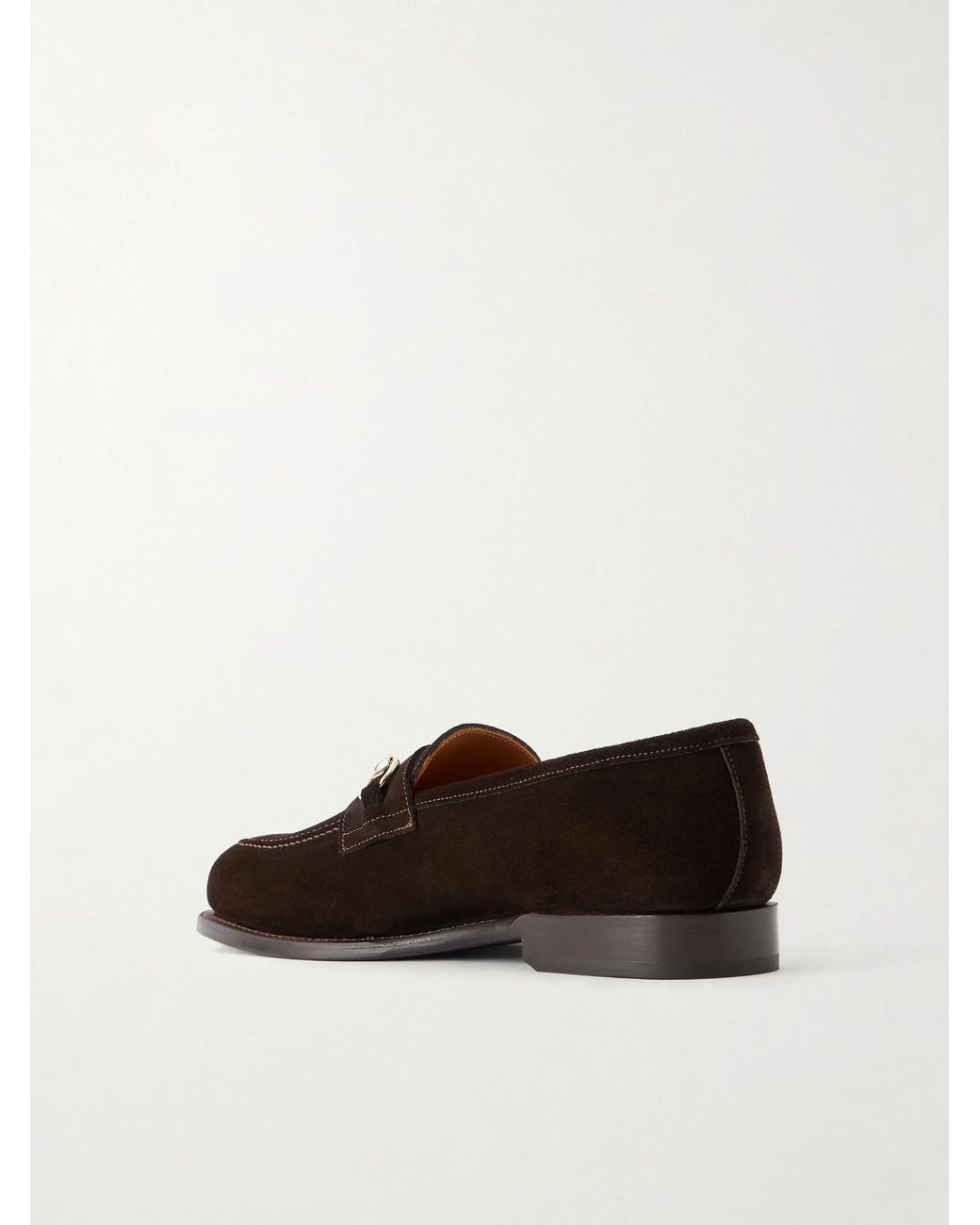 Morjas White The Horsebit Suede Loafers for men