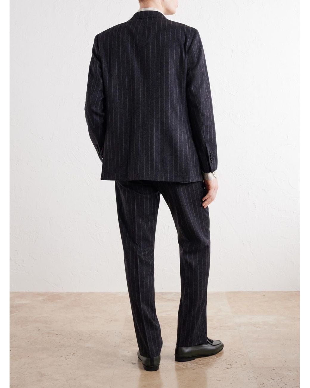 Rubinacci Blue Pinstriped Virgin Wool-Flannel Suit for men