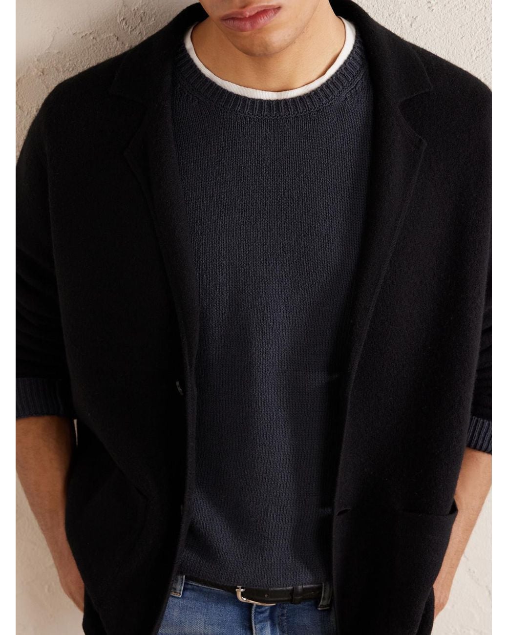 Eleventy Blue Cotton And Silk-Blend Sweater for men