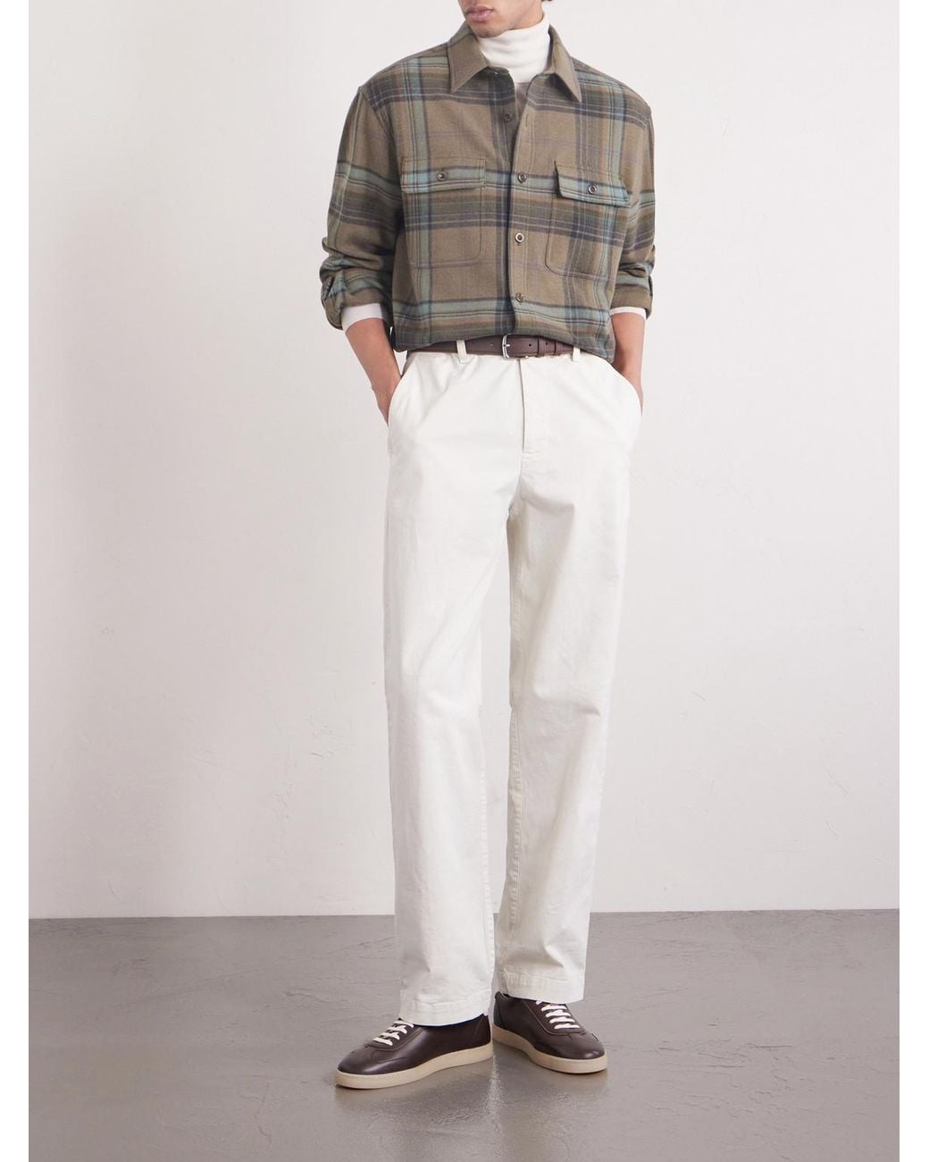 Ralph Lauren Green Checked Wool And Cashmere-Blend Flannel Overshirt for men