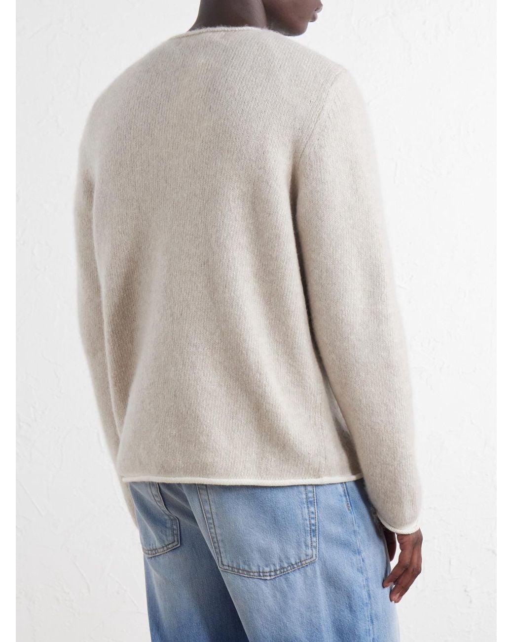 God's True Cashmere White Bouclé Cashmere Sweater for men