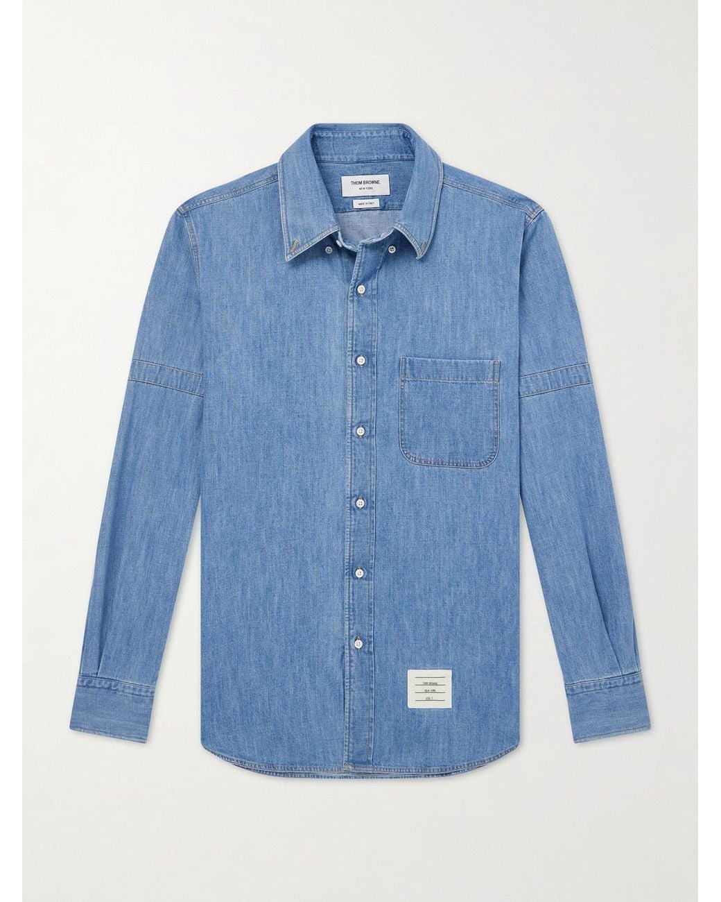 Thom Browne Blue Denim-Effect Cotton Shirt for men