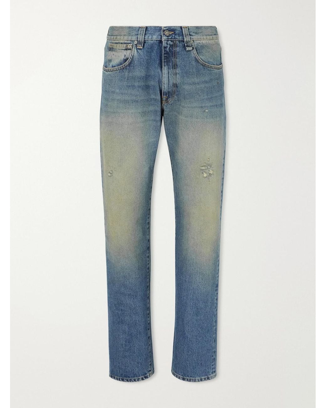 424 Blue Loose Straight-Leg Distressed Jeans for men