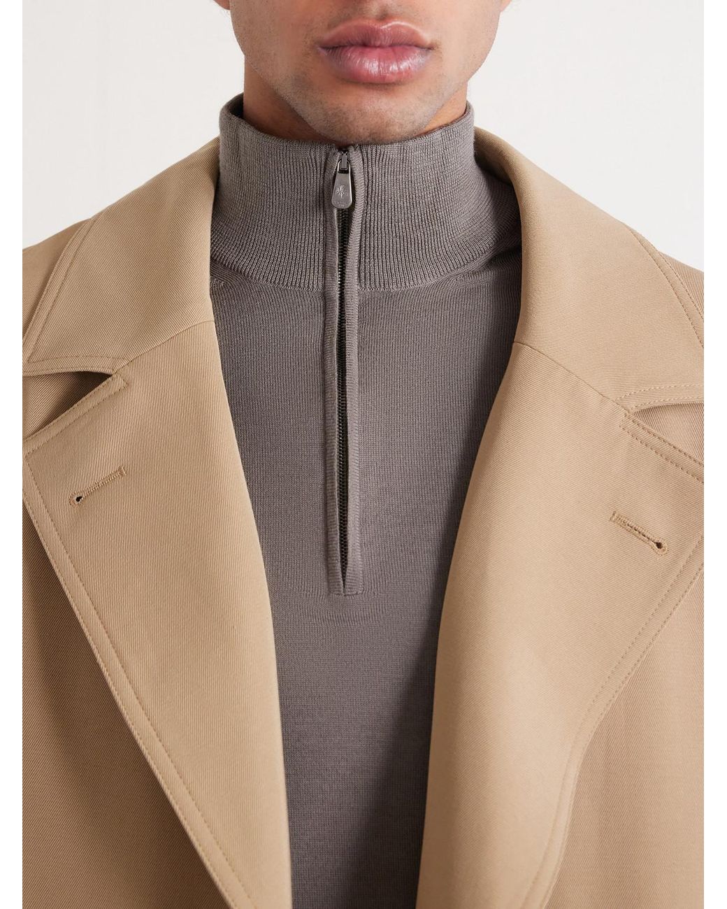 Piacenza 1733 Gray Virgin Wool Half-zip Sweater for men