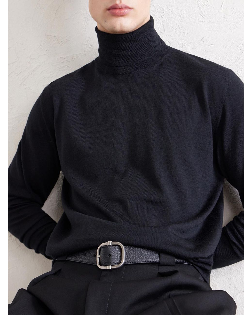 Dries Van Noten Blue Merino Wool Rollneck Sweater for men