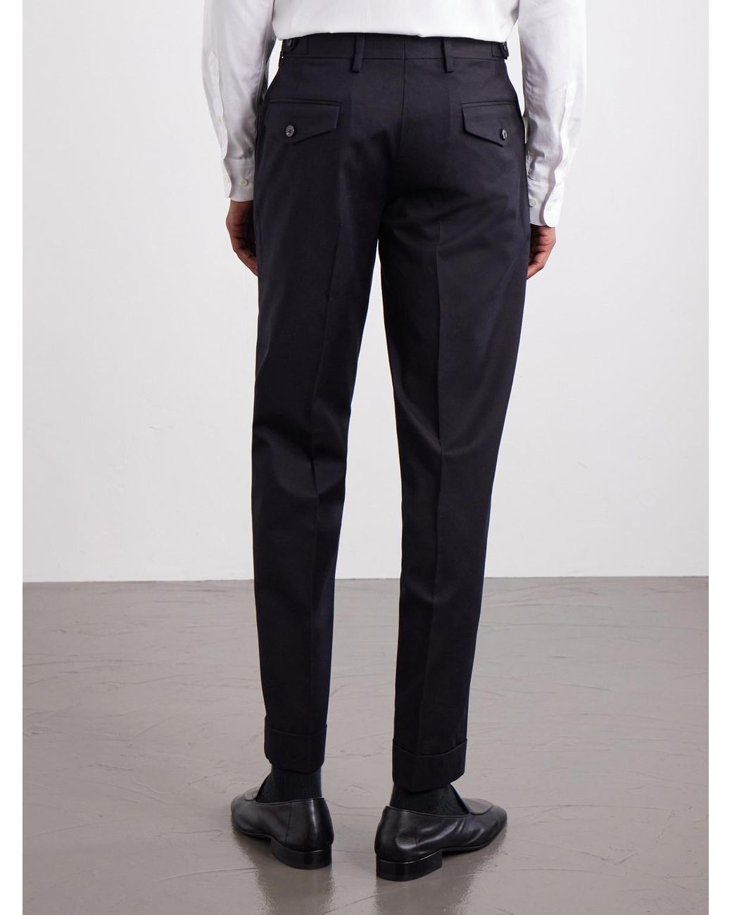 Dries Van Noten Blue Philip Straight-Leg Cotton And Wool-Blend Twill Trousers for men