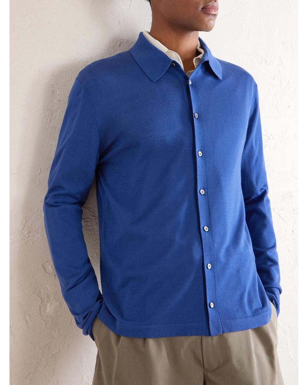 Piacenza 1733 Blue Virgin Wool Shirt for men