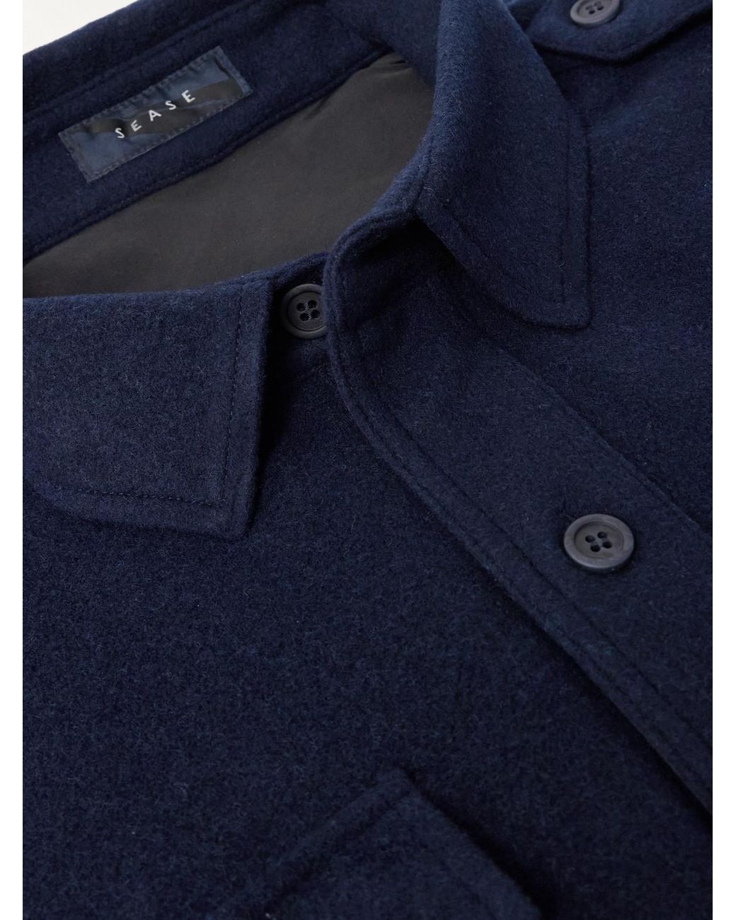 Sease Blue Wool-Blend Shirt for men