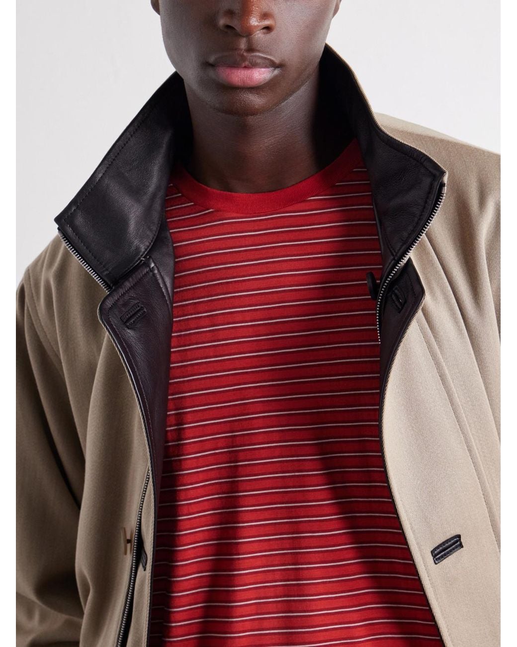 Auralee Red Striped Wool-Jersey T-Shirt for men