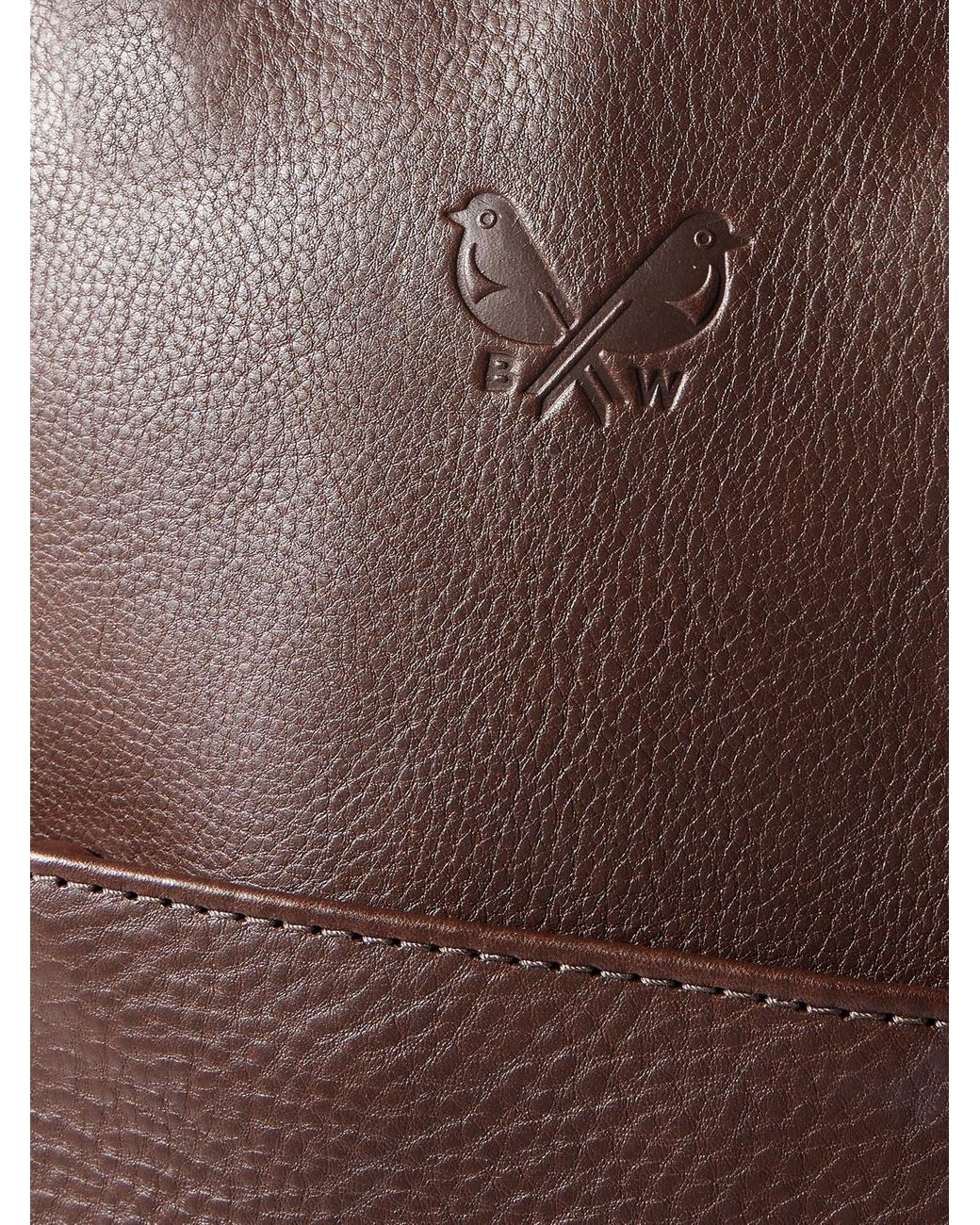 Bennett Winch Brown Logo-Debossed Full-Grain Leather Backpack for men