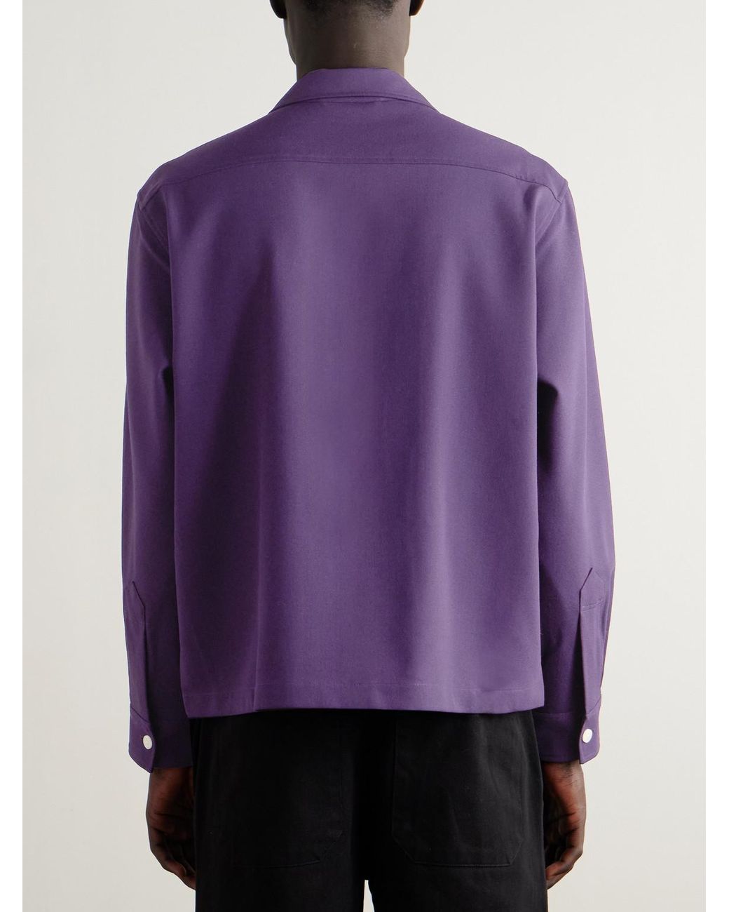 Bode Astor Trillium Camp-Collar Embroidered Wool Shirt in Purple für Herren