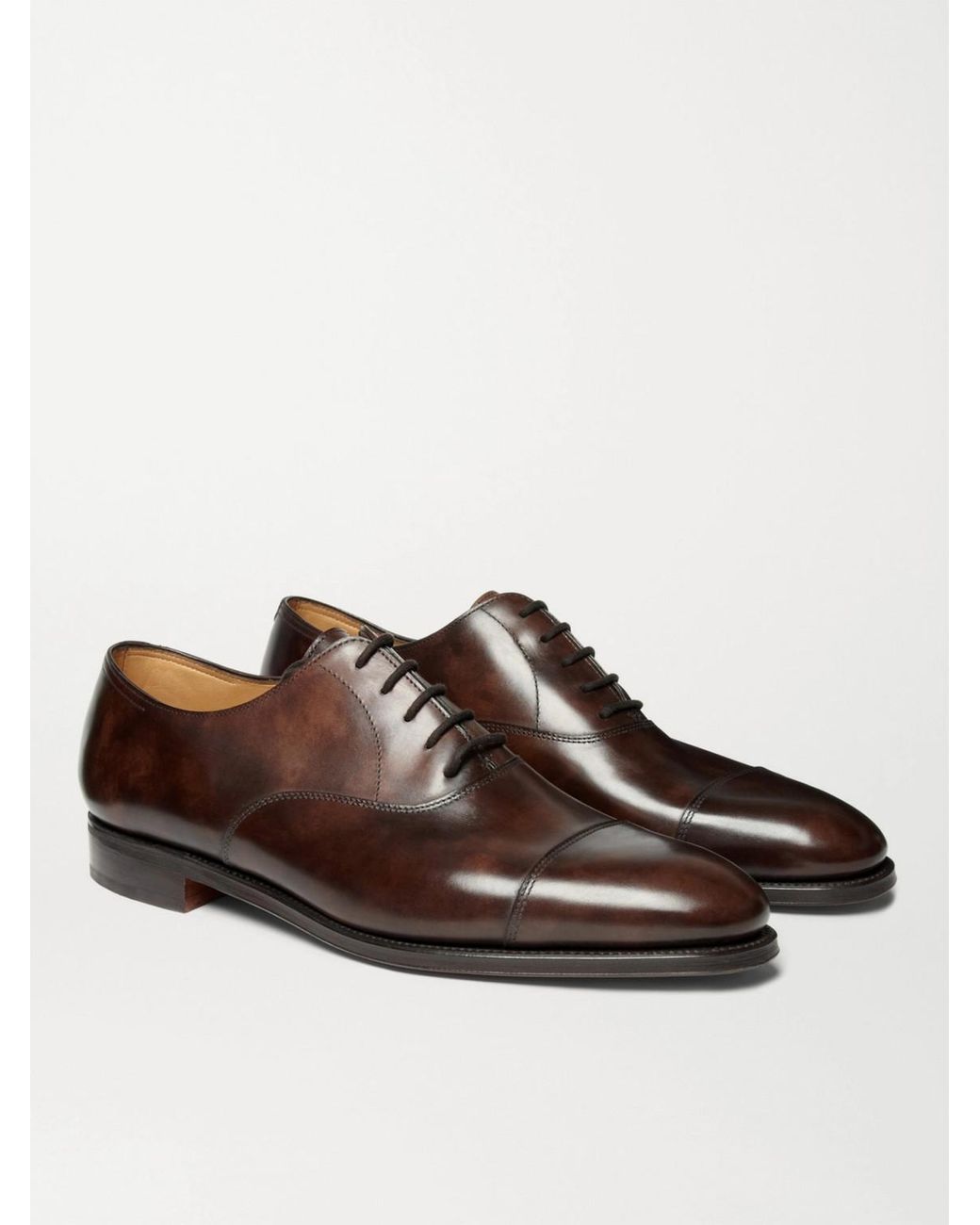 John Lobb Brown City Ii Burnished-Leather Oxford Shoes for men