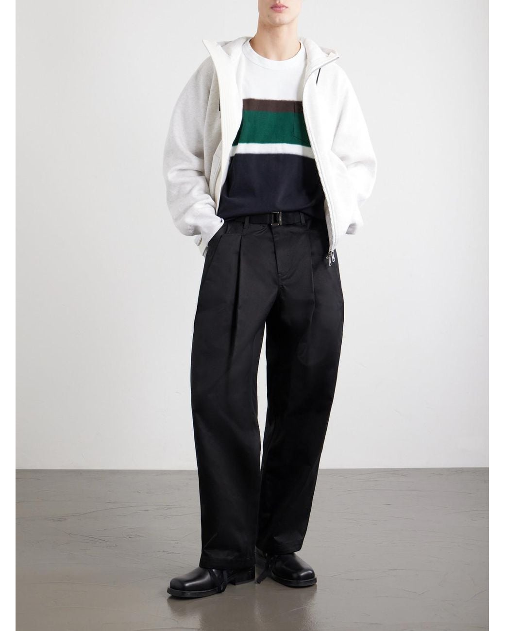 Sacai Black Chusen-Dyed Cotton-Jersey T-Shirt for men