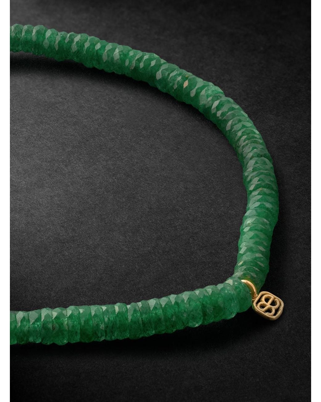 Sydney Evan Green Rainbow Peace Sign Gold Multi-stone Beaded Bracelet for men