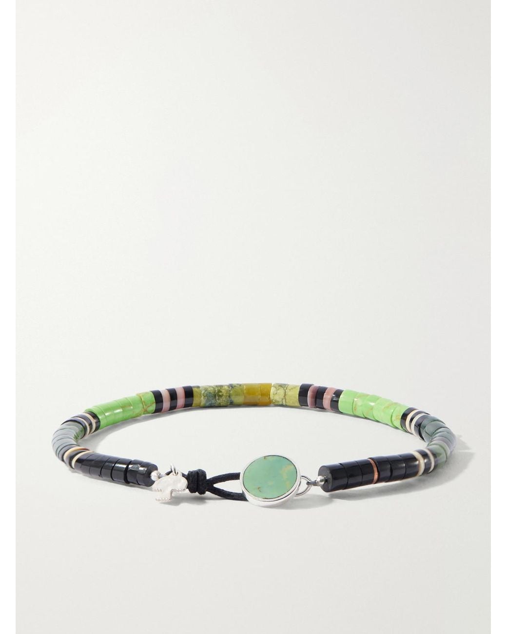 Peyote Bird Green Orilla Verde Sterling Multi-Stone Bracelet for men