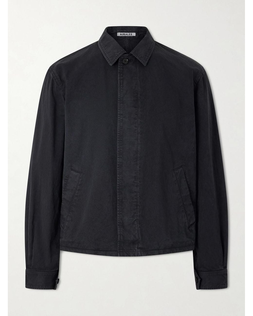 Auralee Blue Garment-Dyed Cotton-Twill Blouson Jacket for men