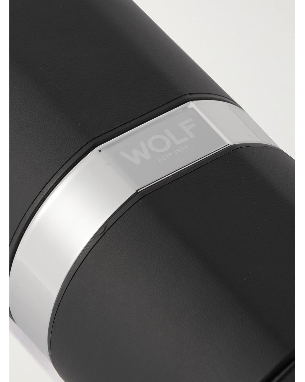 Wolf Black Rocket Full-Grain Vegan Leather Single Watch Winder for men