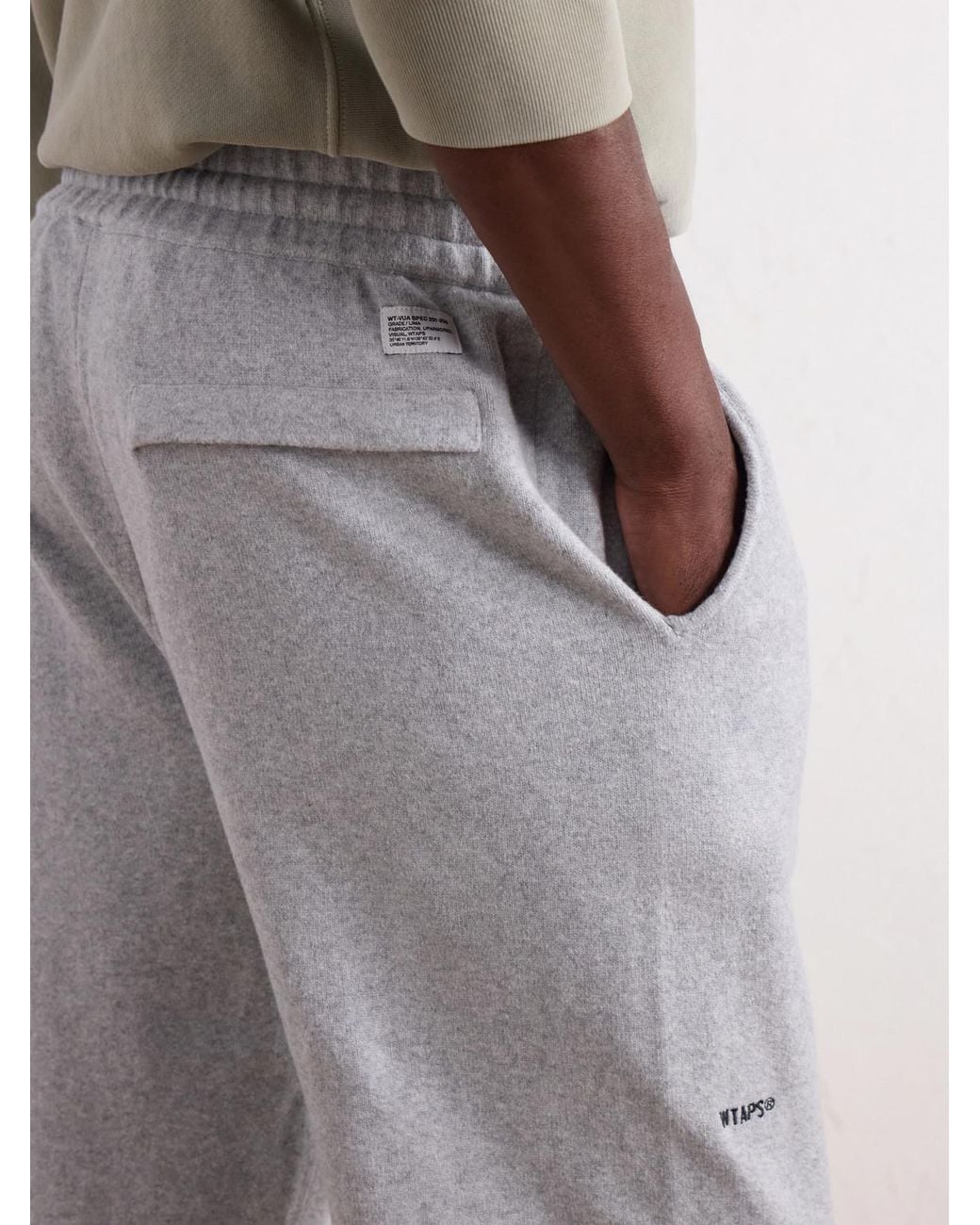 (w)taps White Tapered Logo-embroidered Cotton-blend Jersey Sweatpants for men