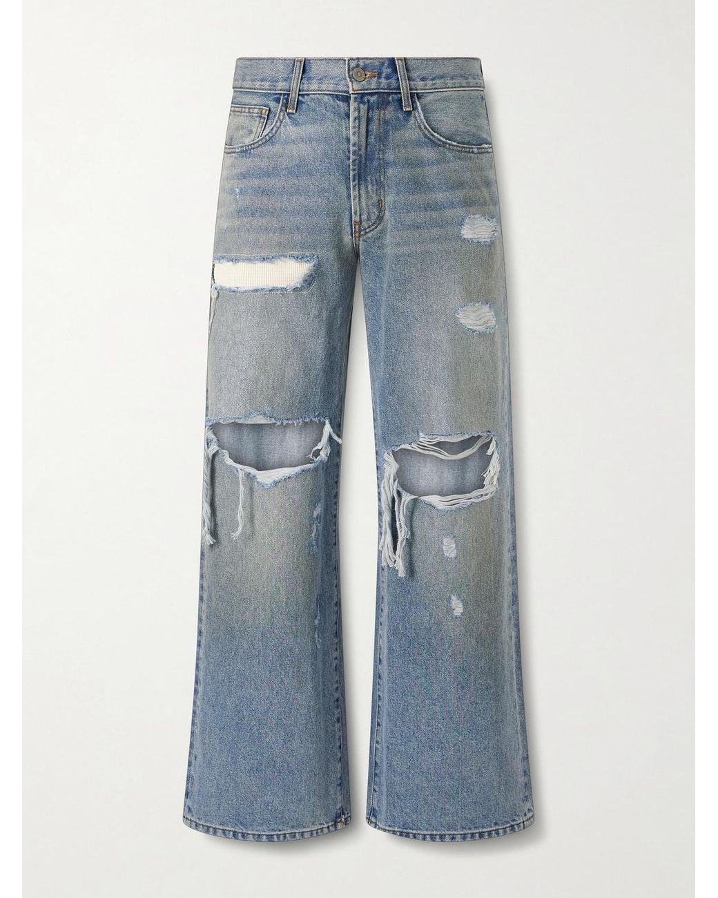 Satoshi Nakamoto Blue Blessed To Be Stressed Straight-Leg Distressed Jeans for men