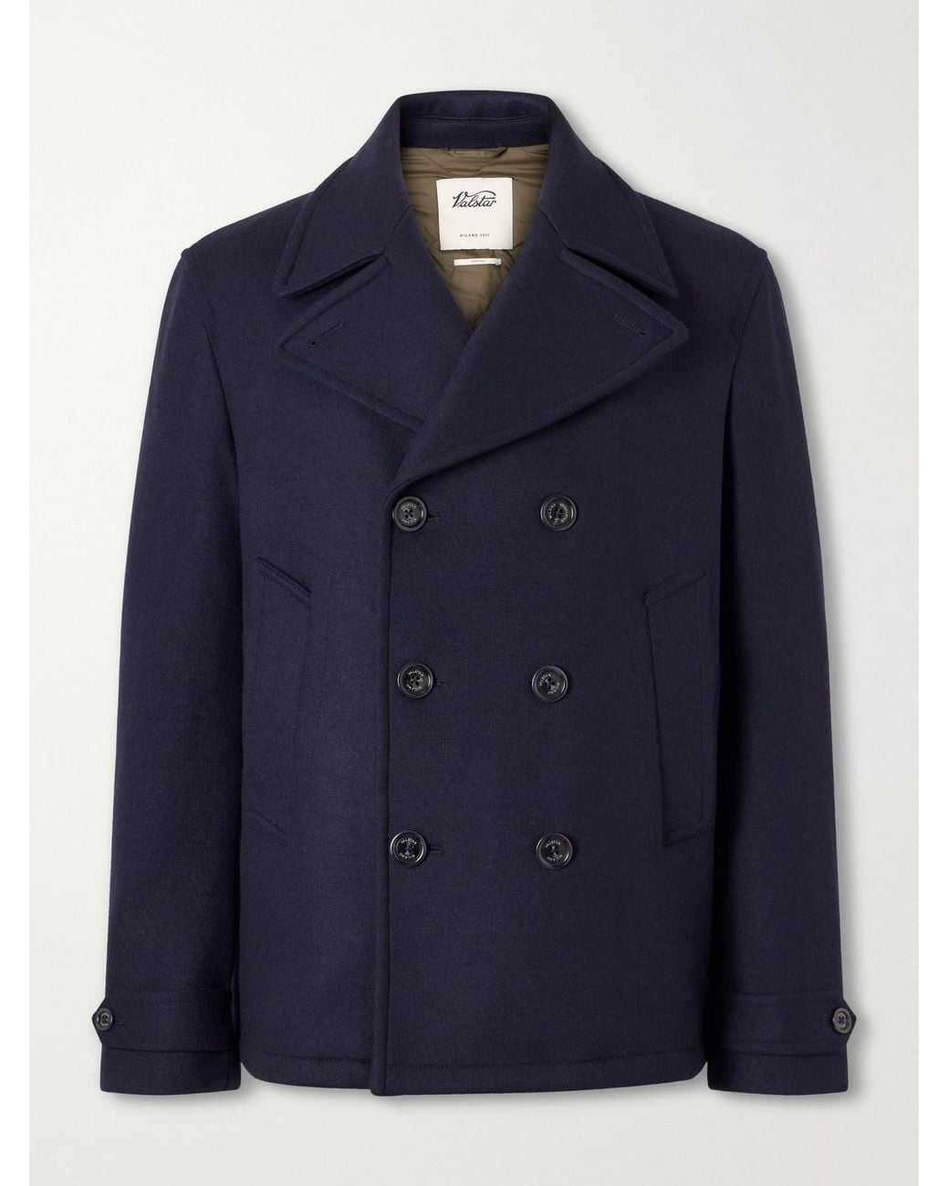 Valstar Blue Ben Padded Wool-Blend Felt Peacoat for men