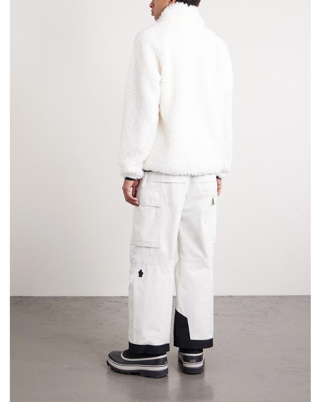 Moncler White Teddy Logo-Appliquéd Fleece Sweatshirt for men