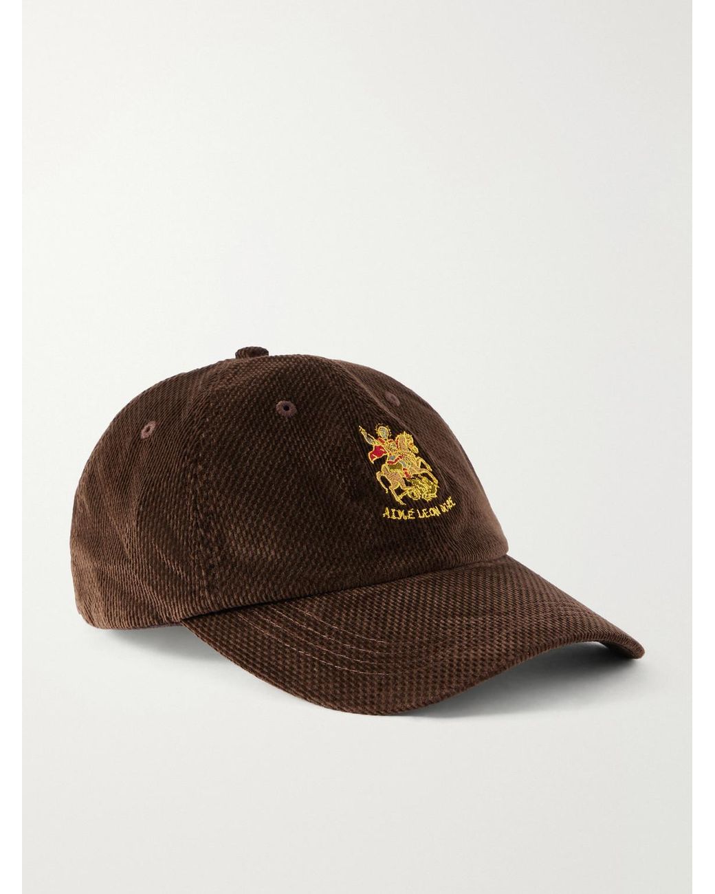 Aimé Leon Dore Brown St. George Logo-Embroidered Cotton-Dobby Corduroy Cap for men