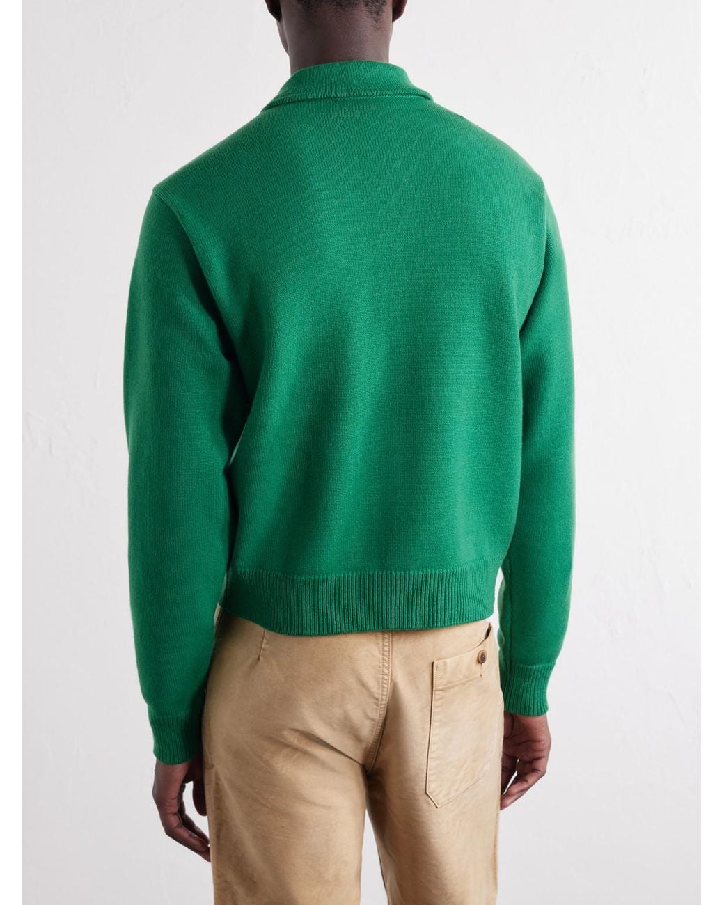 Auralee Green Wool Cardigan for men