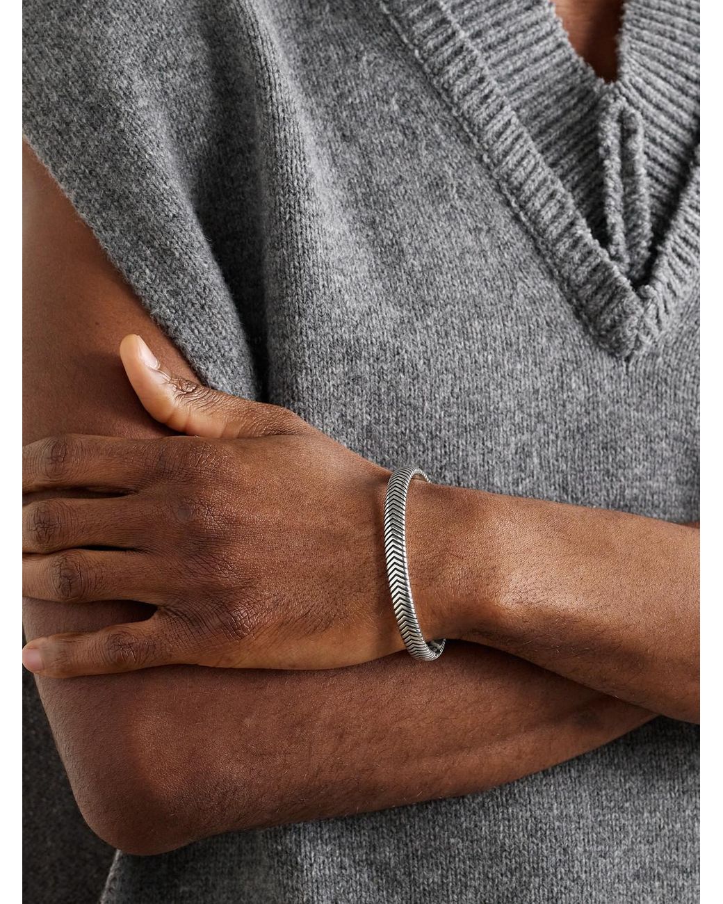 David Yurman Black Chevron Sterling Silver Cuff for men