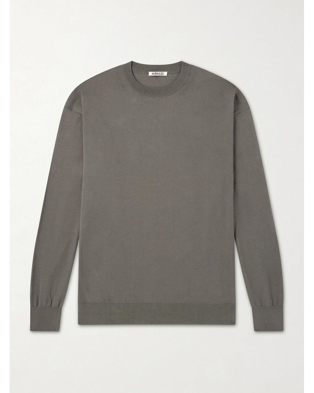 Auralee Gray Luster Knitted T-Shirt for men