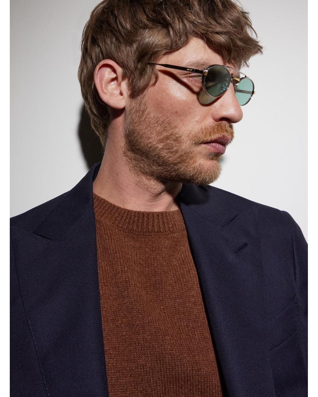 Cutler & Gross Green 1427 Round-Frame Two-Tone Titanium Sunglasses for men