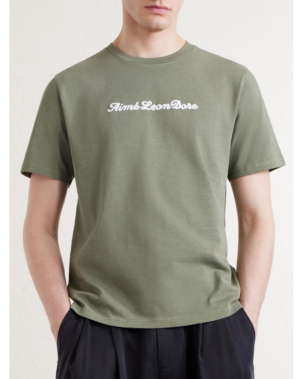 Aimé Leon Dore Green Logo-Print Cotton-Jersey T-Shirt for men