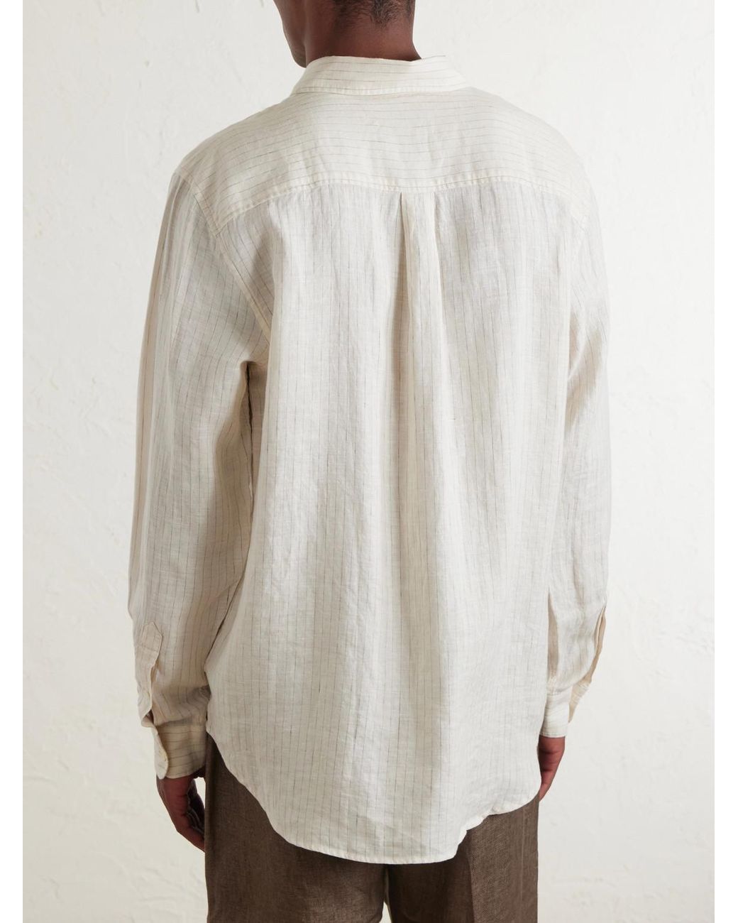Frescobol Carioca White Telles Striped Linen Shirt for men
