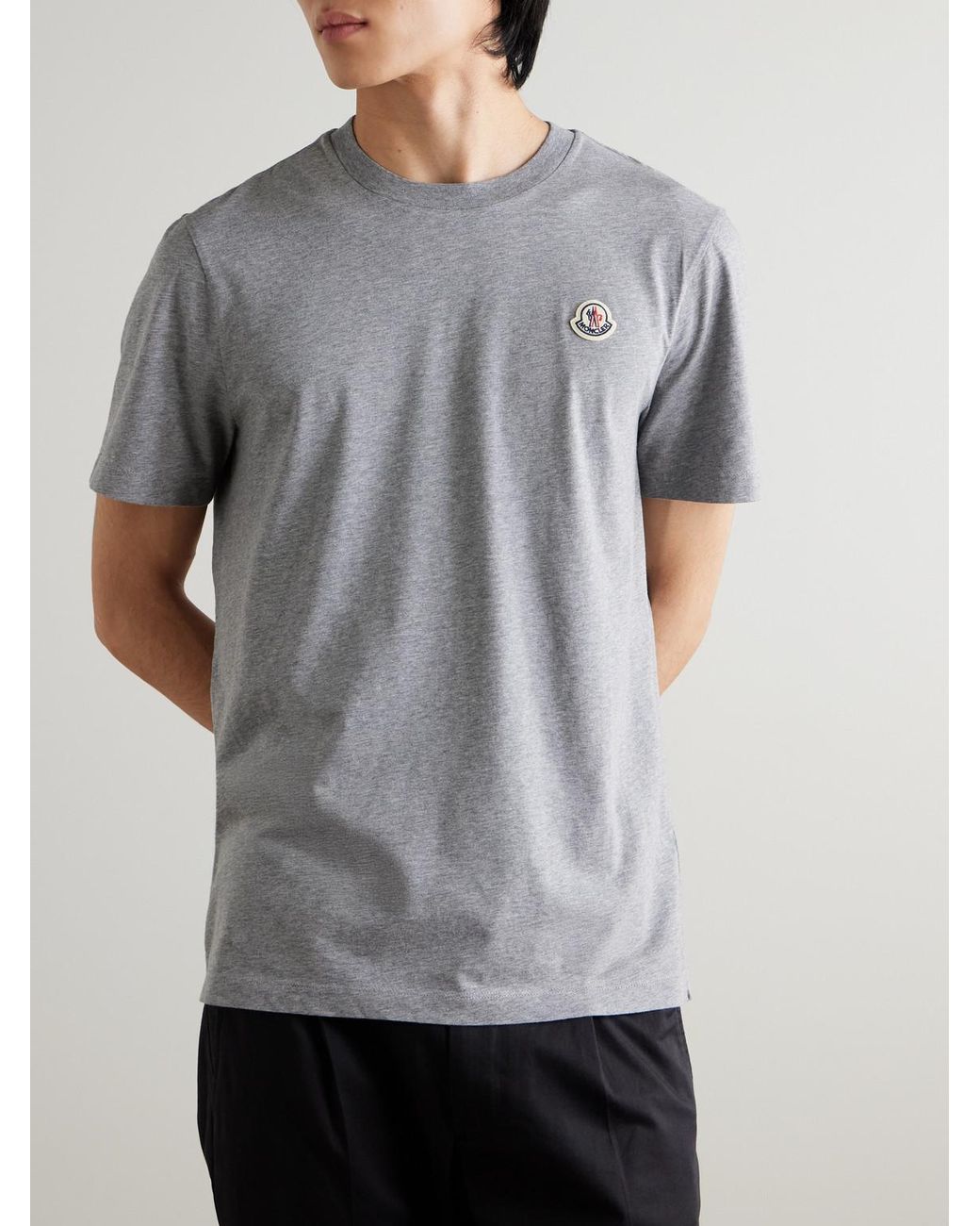 Moncler Black Three-Pack Logo-Appliquéd Cotton-Jersey T-Shirts for men