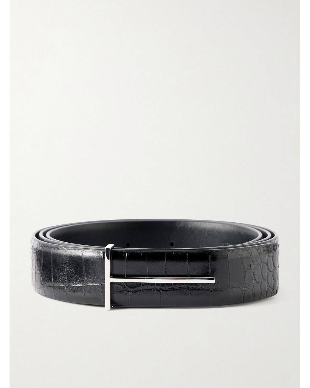 Tom Ford Black 2.5 Cm Croc-effect Leather Belt for men