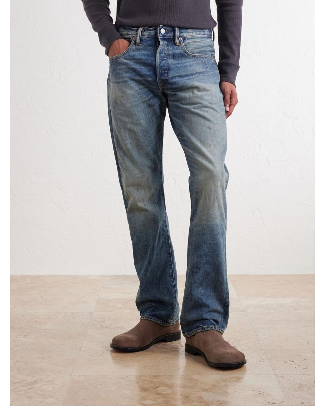 RRL Blue Slim-Fit Straight-Leg Jeans for men