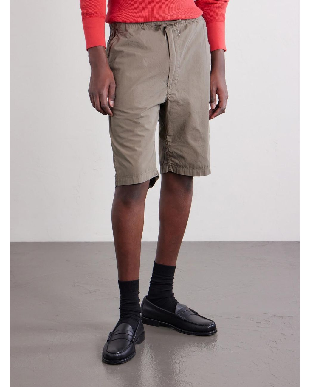 Orslow Gray New Yorker Straight-leg Cotton Shorts for men