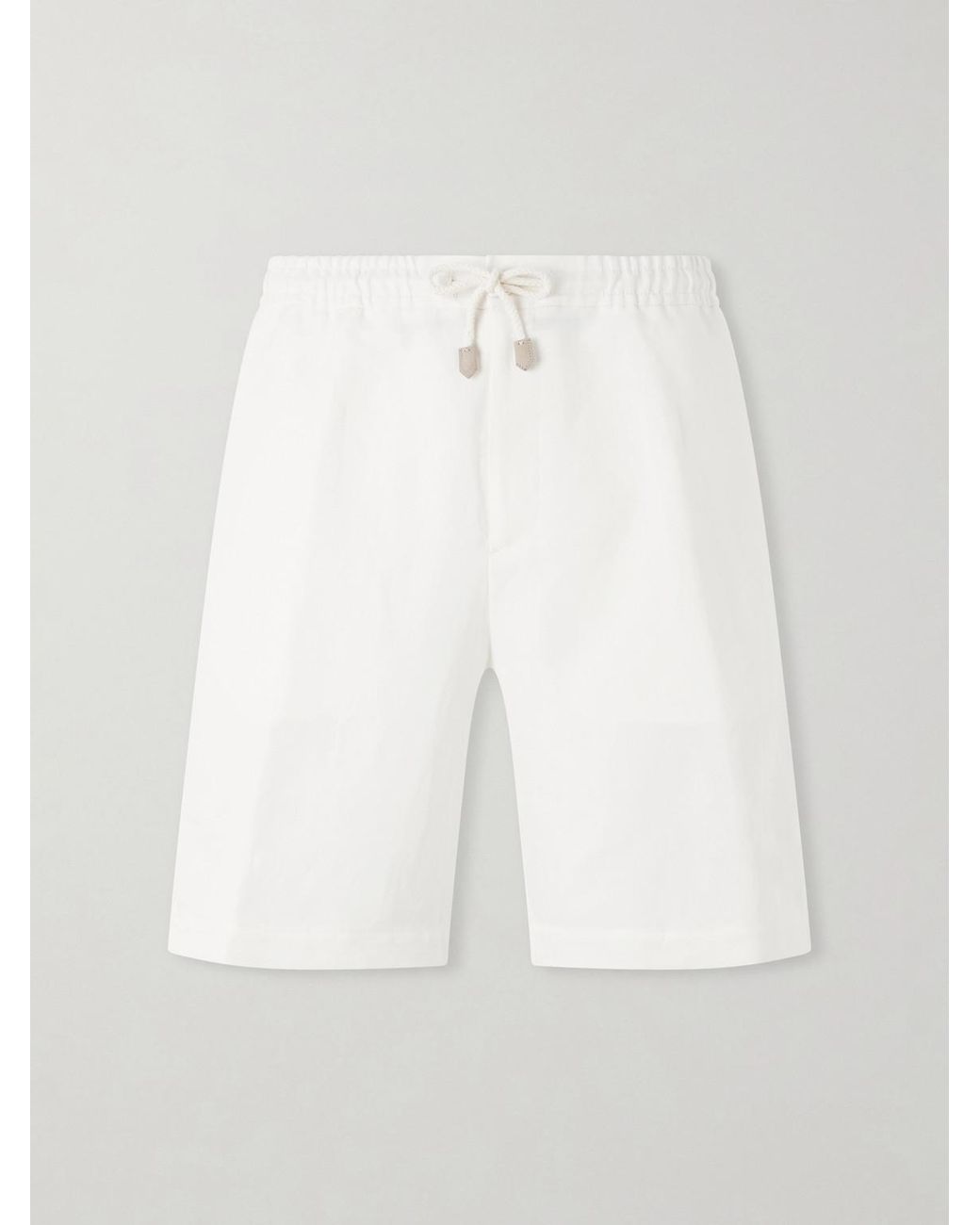 Canali White Straight-Leg Linen And Silk-Blend Bermuda Shorts for men
