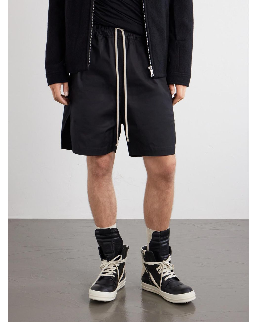 Rick Owens Metallic Geobasket Panelled Leather And Rubber Sneakers for men
