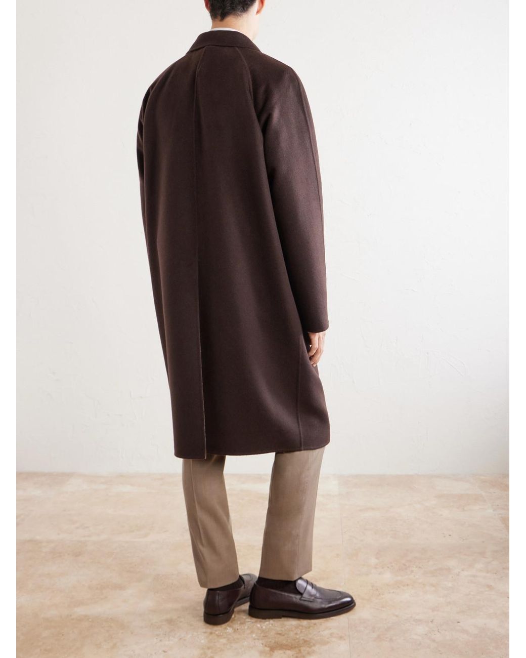 Kiton Brown Wool And Cashmere-Blend Coat for men