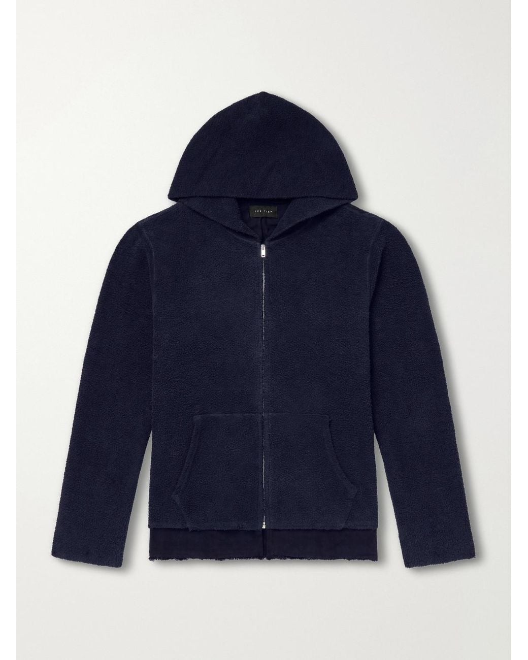 Les Tien Blue Cotton-Fleece Zip-Up Hoodie for men