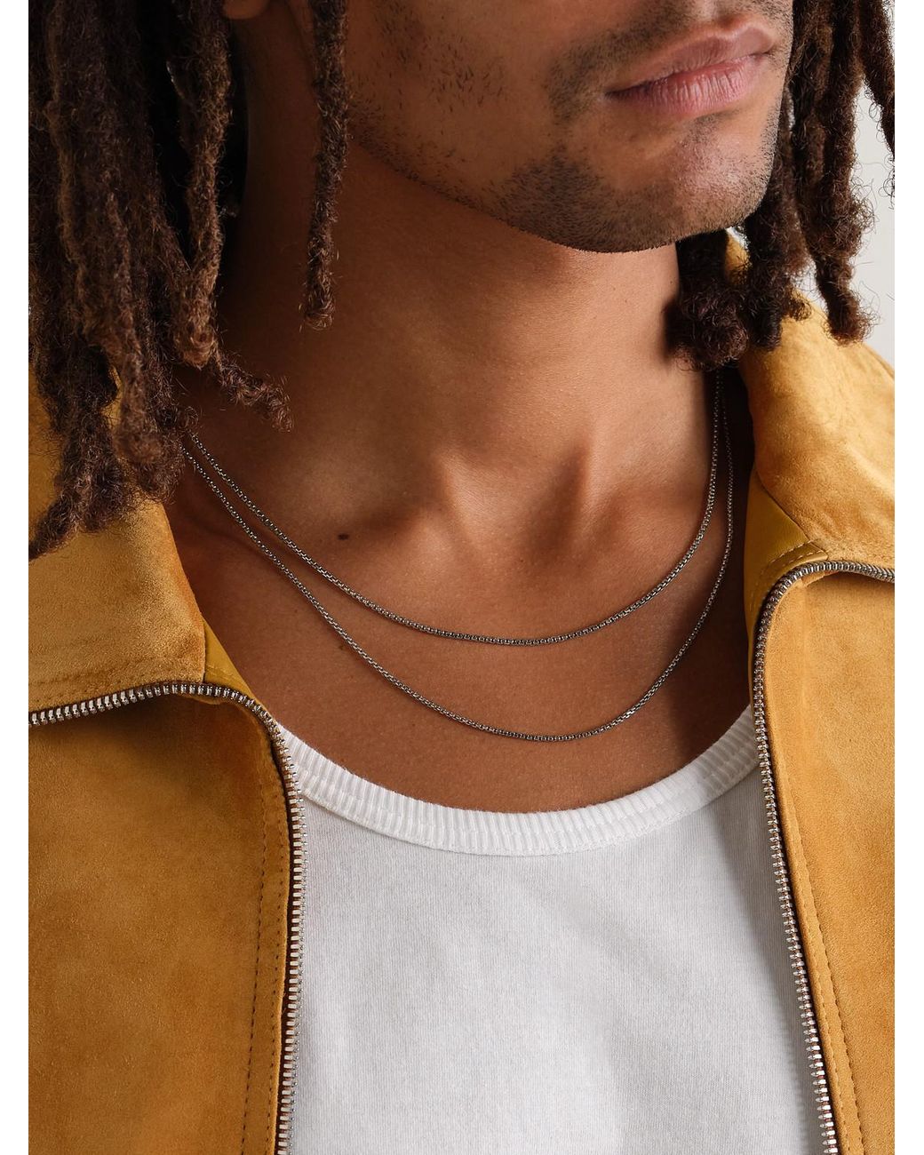 Alex Moss New York Black 20-Inch 14-Karat Box Chain Necklace for men