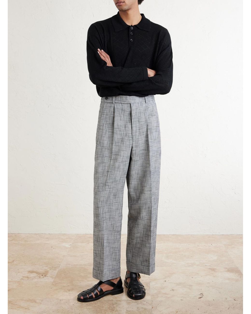Bode Gray Static Weave Mcnab Straight-Leg Woven Trousers for men