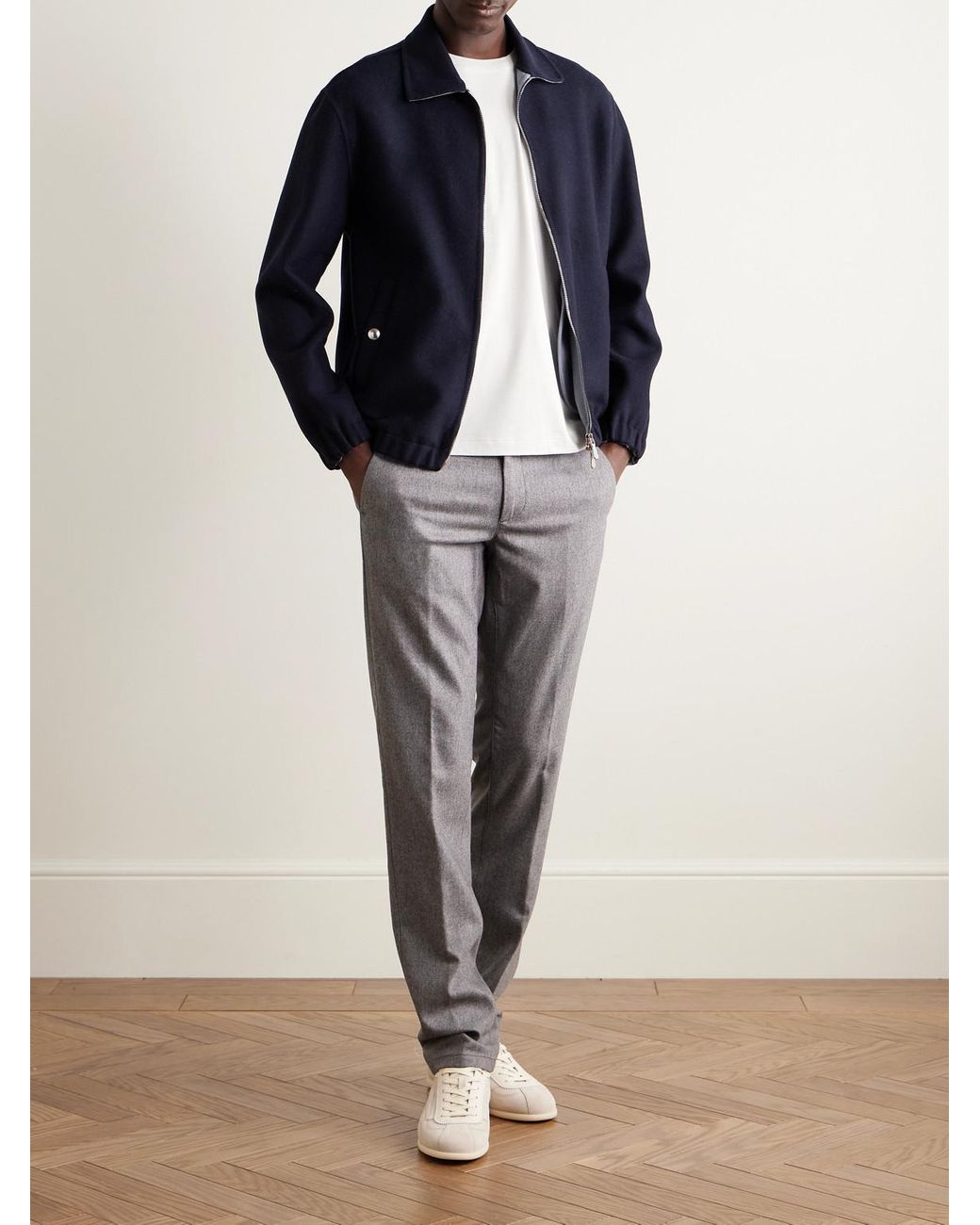 Eleventy Blue Wool-Felt Bomber Jacket for men