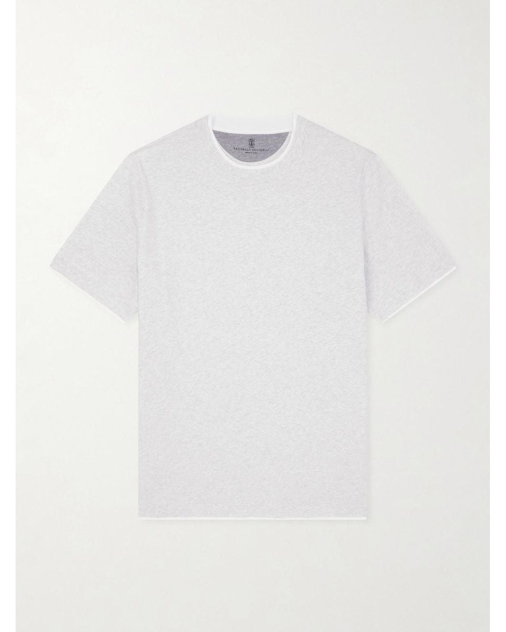 Brunello Cucinelli White Layered Cotton-Jersey T-Shirt for men