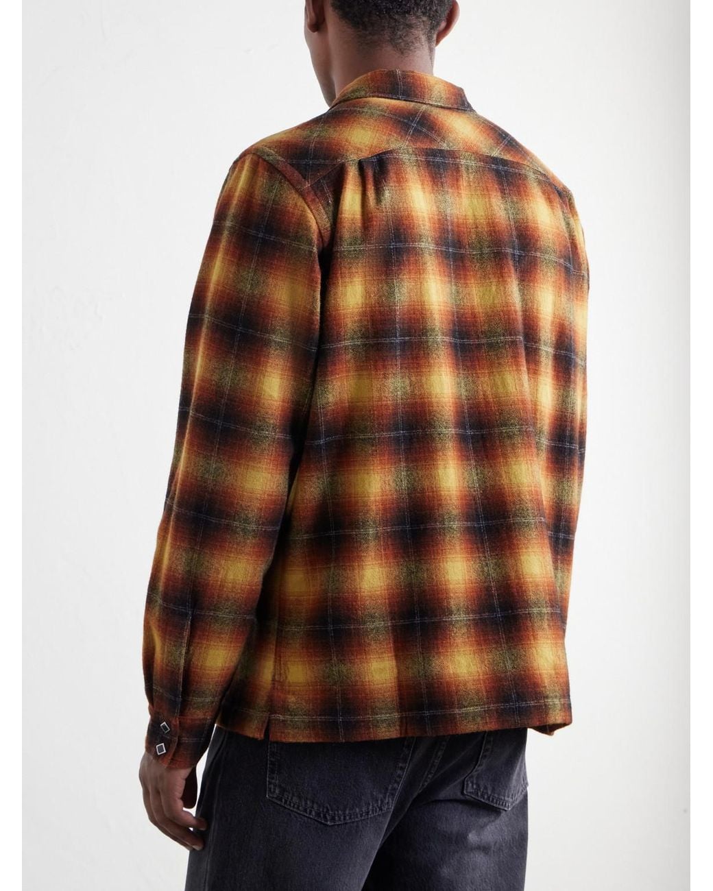 RRL Brown Jesse Checked Wool-Blend Flannel Shirt for men