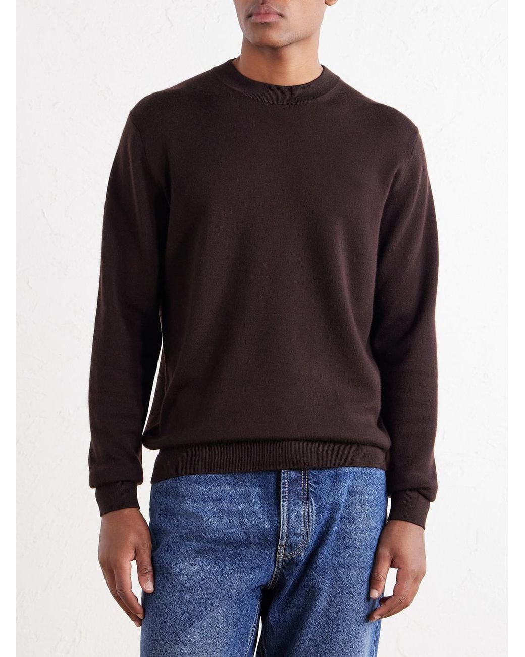 Thom Sweeney Black Cashmere And Silk-Blend Jersey Sweater for men