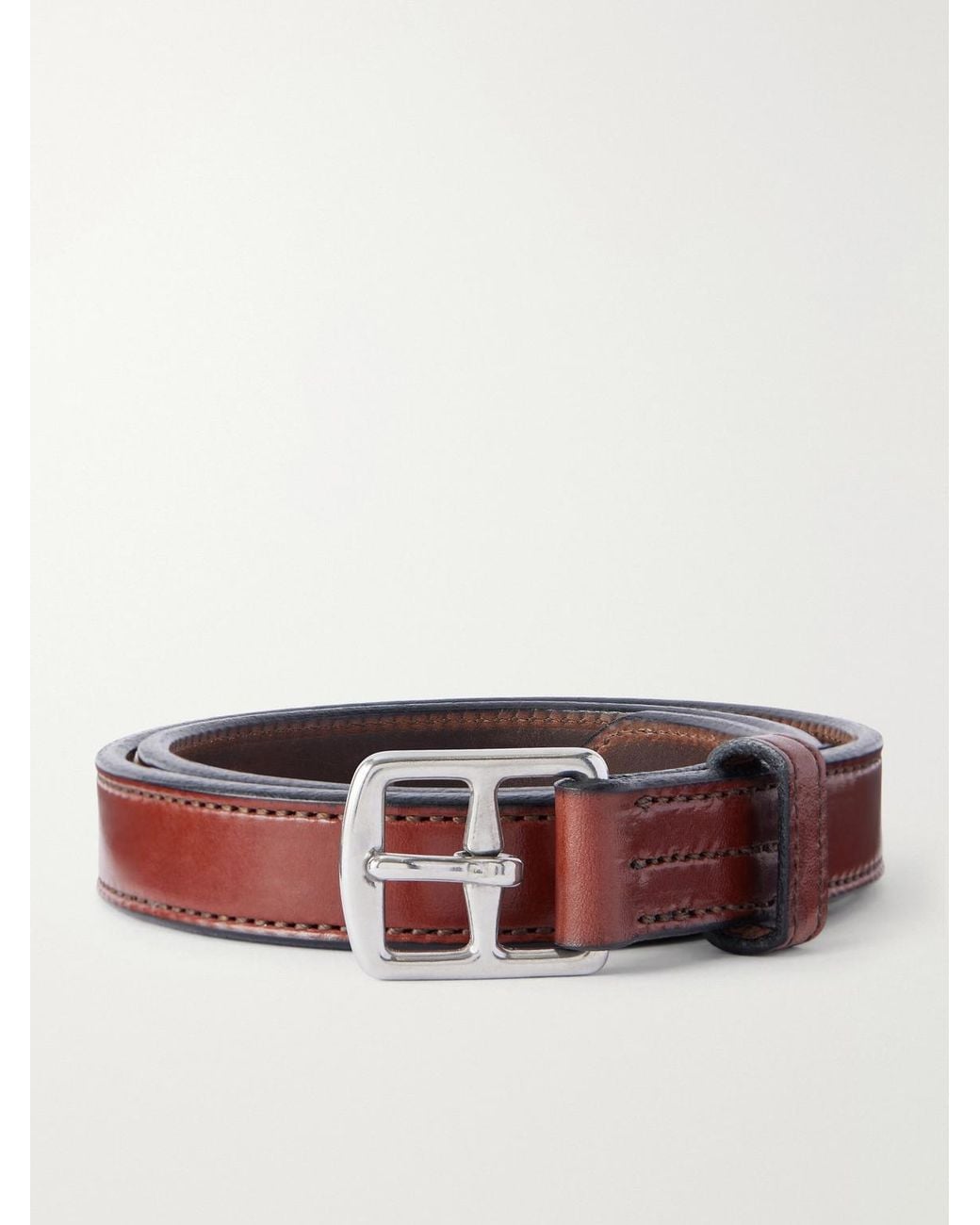 Yuketen Brown Stirrup 3Cm Leather Belt for men